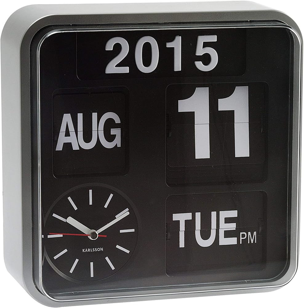 Karlsson Flip Calendar Wall Clock Silver Mini Flip | Amazon (UK)