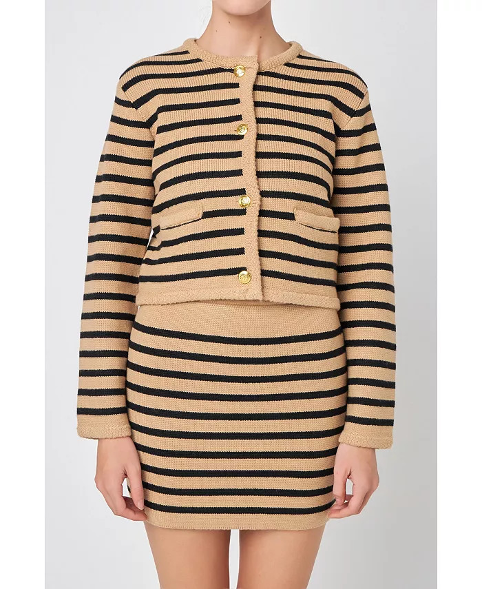 Women's Knit Striped Sweater Cardigan | Macy's