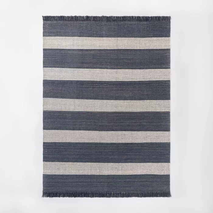 Highland Hand Woven Striped Jute/Wool Area Rug Blue - Threshold™ designed with Studio McGee | Target