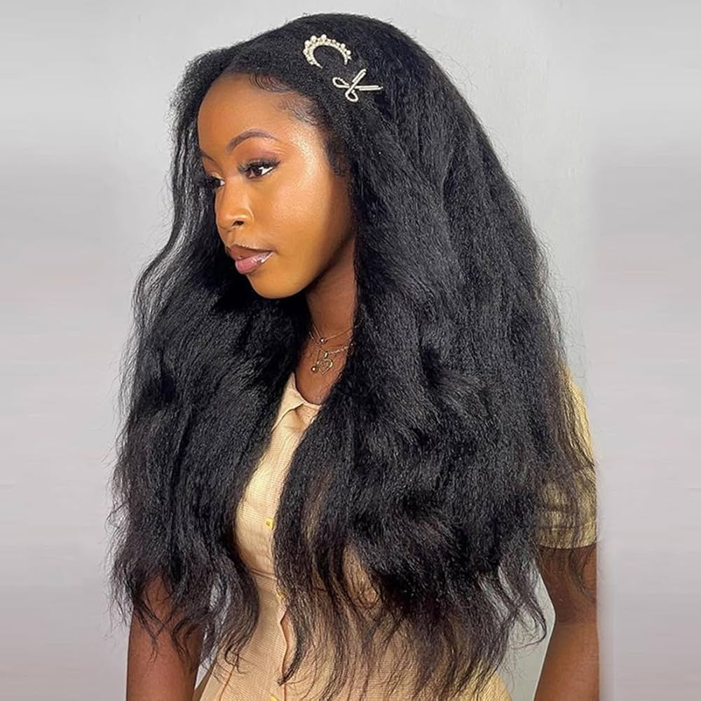 OQ Hair Kinky Straight Half Wig Human Hair Adjustable Drawstring 180% Density 3 In 1 Beginner Fri... | Amazon (US)