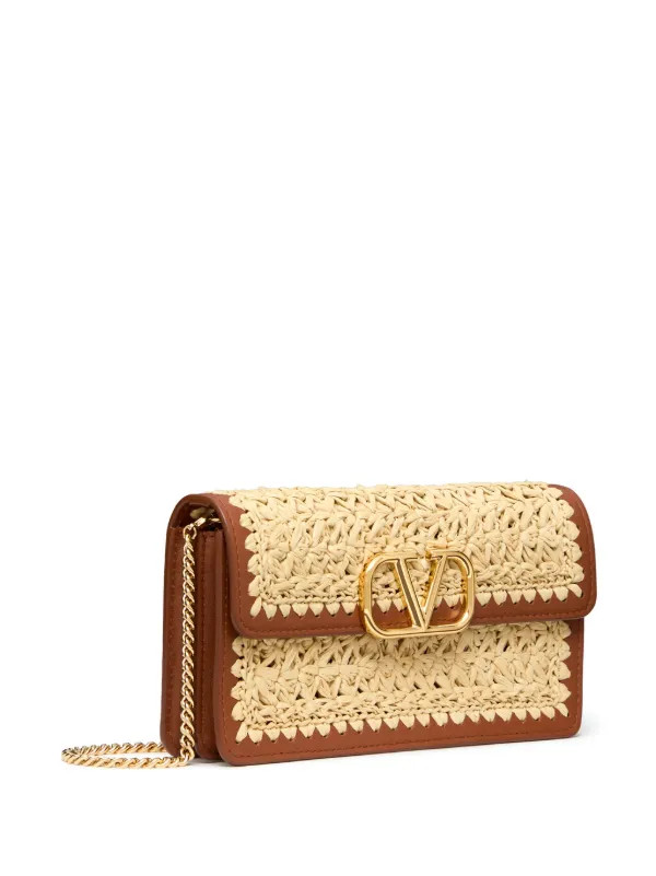Valentino Garavani VLogo Raffia Crossbidy Bag | Neutrals | FARFETCH | Farfetch Global