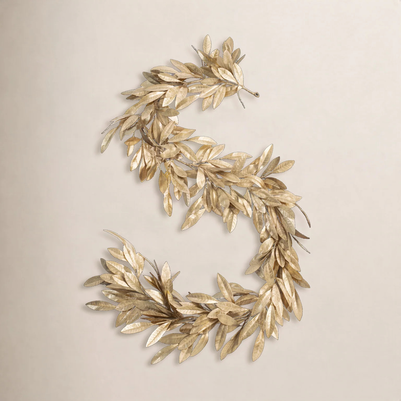 Antiqued Gold Bay Leaf Christmas Holiday Front Door Garland Table Runner | Wayfair North America