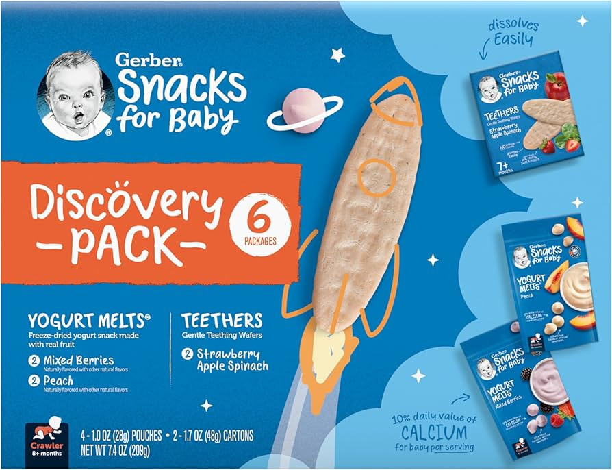 Gerber Baby Food, Baby Snacks, Discovery Pack, Teethers Strawberry Apple Spinach (2) and Yogurt M... | Amazon (US)