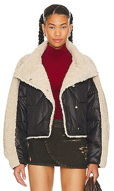 LAMARQUE Sharon Puffer Jacket in Black & Beige from Revolve.com | Revolve Clothing (Global)