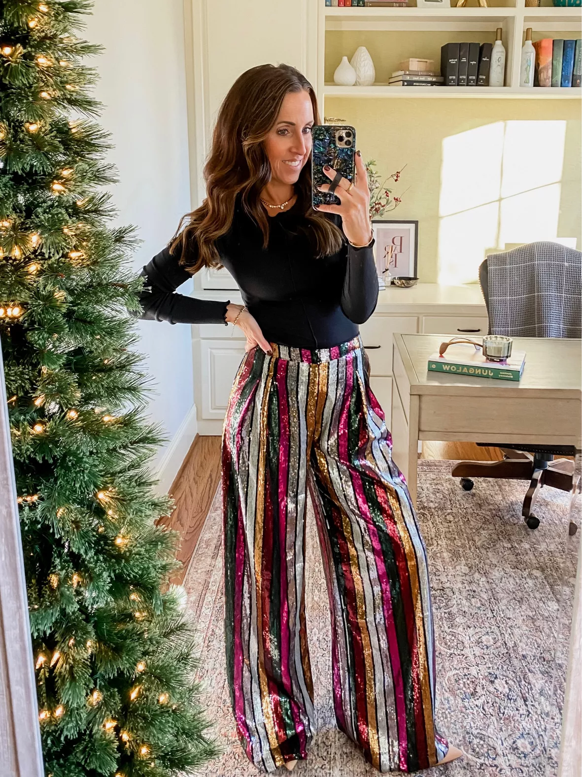 Petite Heart Sequin Wide Leg Pants curated on LTK
