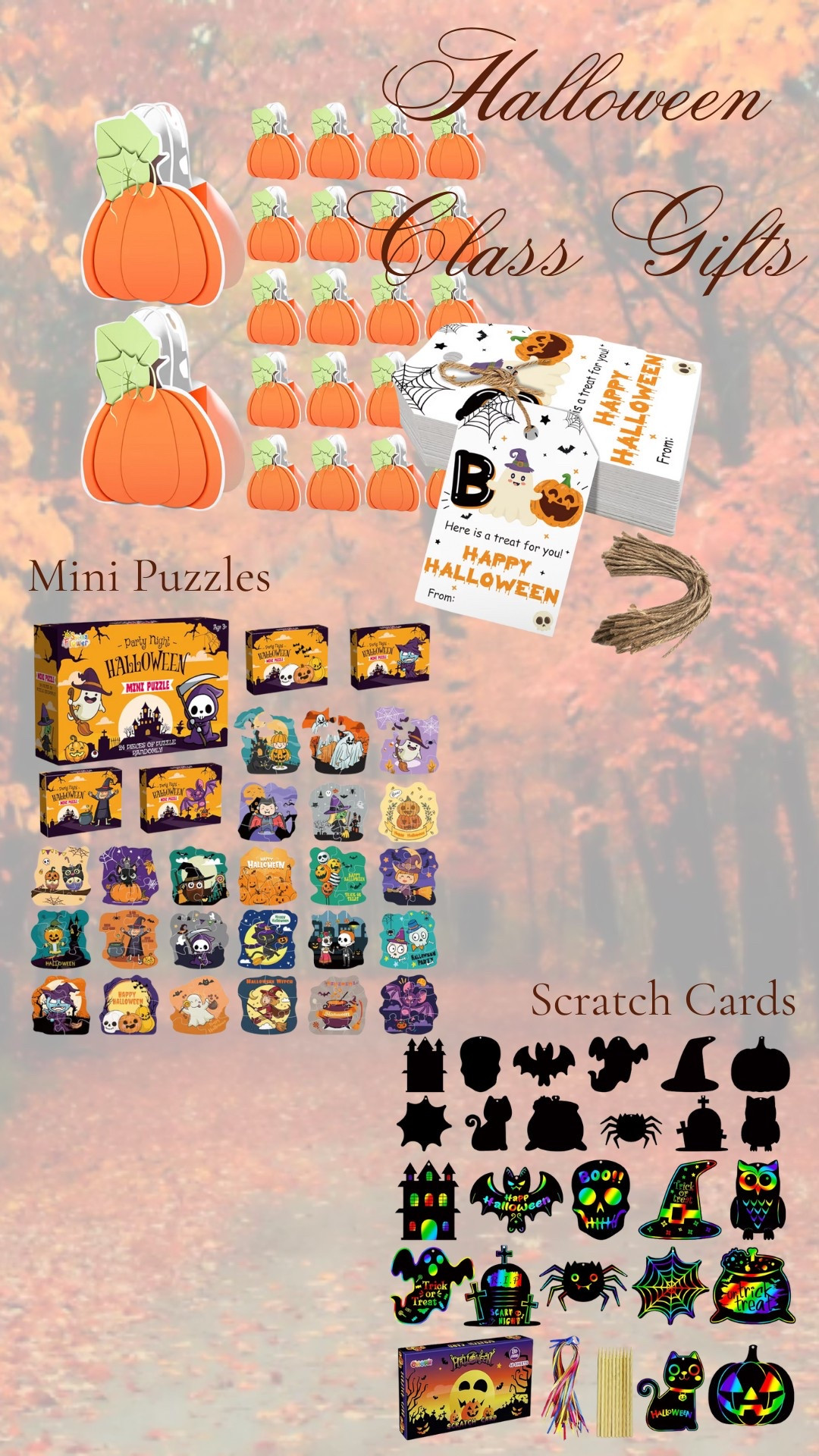 Halloween class gifts 🎃 My son helped me choose these! We are giving the mini puzzles to his pre-k class. 