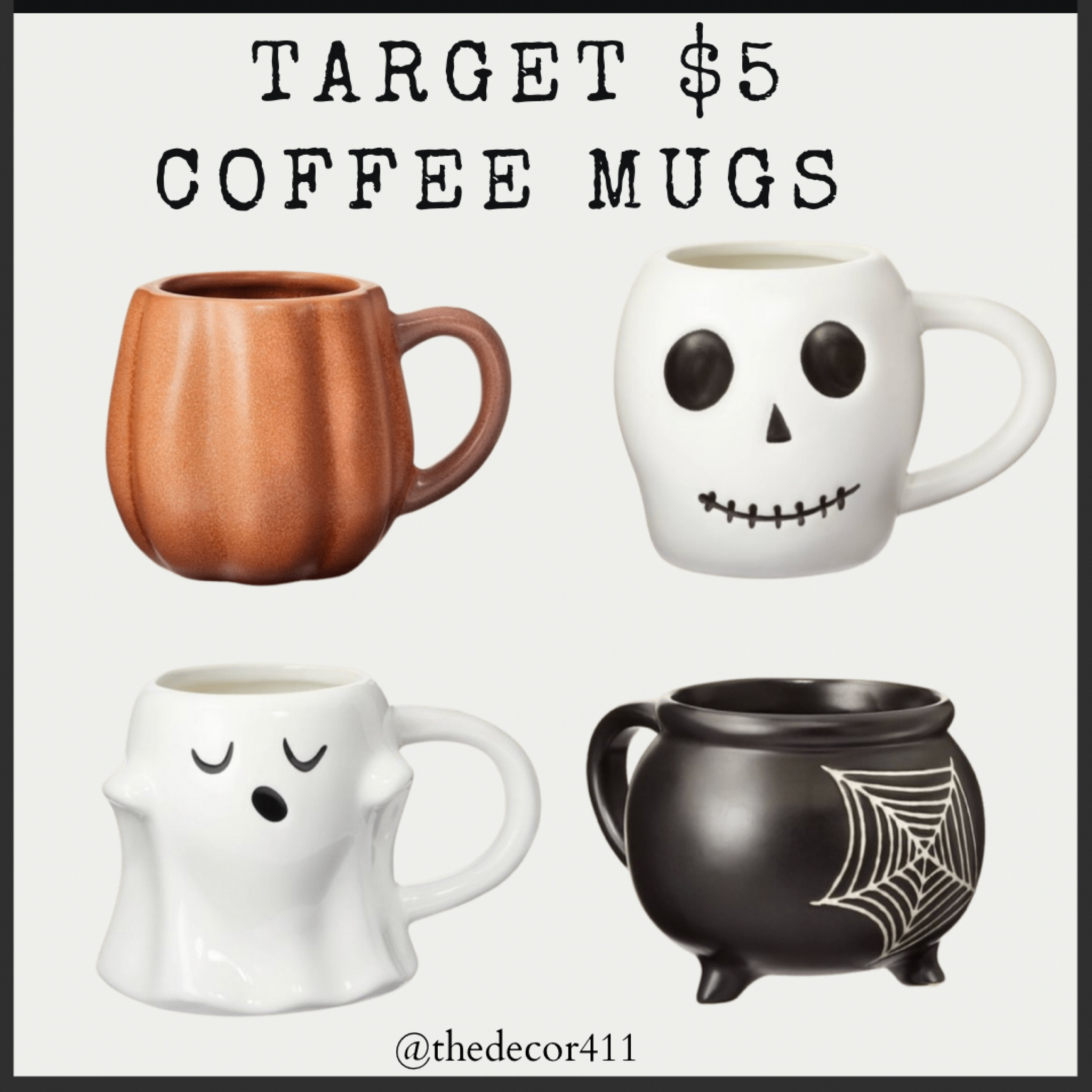 Target has the cutest fall and Halloween coffee mugs for $5 
Pumpkin coffee mug, coffee cups, fall coffee cups, skeleton coffee mug, ghost coffee mug

#LTKsalealert #LTKSeasonal #LTKSale
