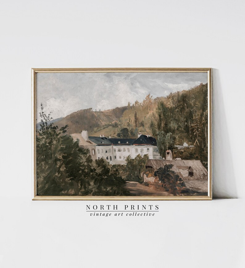 Vintage European Villa Landscape Wall Art French County - Etsy | Etsy (US)