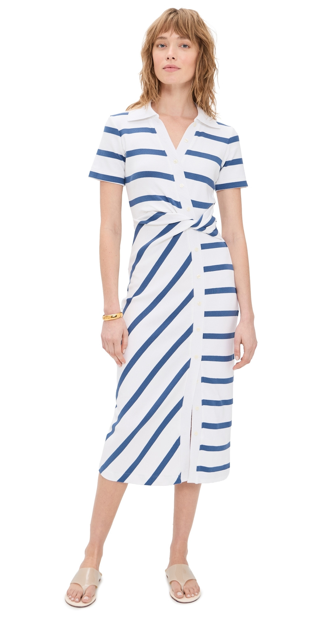 Tanya Taylor Ellicot Dress White/French Blue Wide Stripe S | Shopbop