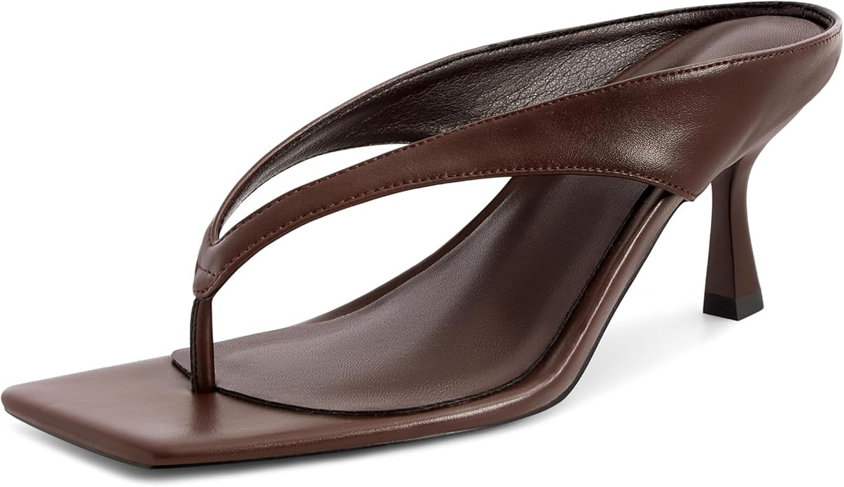 Wnshonzy Women's Kitten Heel Sandals Thong Flip Flop Open Toe Sandal Stiletto Summer Slip On Squa... | Amazon (US)
