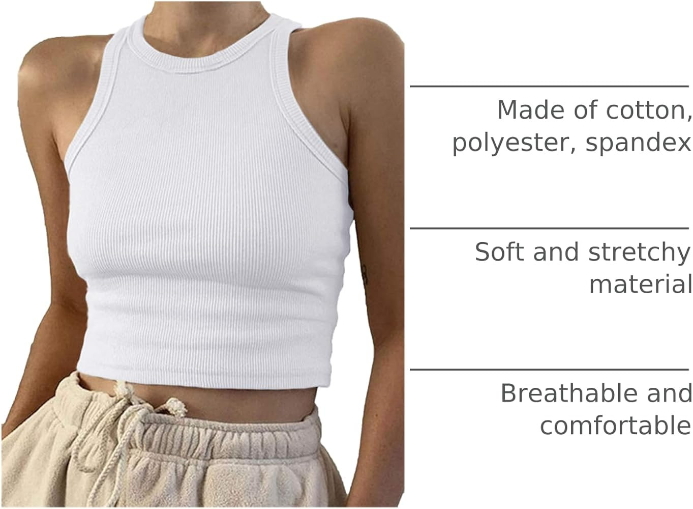 Artfish Women Casual Basic Sleeveless High Neck Rib-Knit Y2k Crop Tank Top | Amazon (US)
