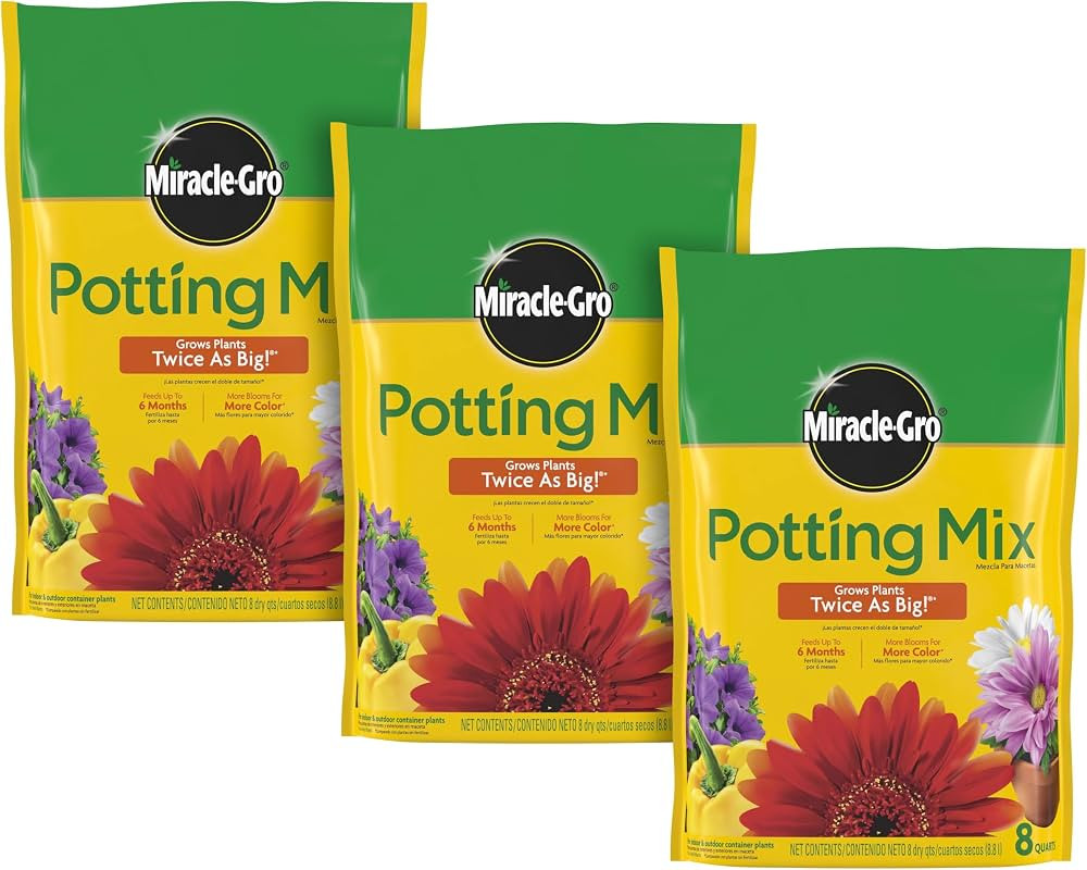 Miracle-Gro Potting Mix, For Indoor or Outdoor Potted Plants, Flowers, Vegetables, Shrubs, Annual... | Amazon (US)