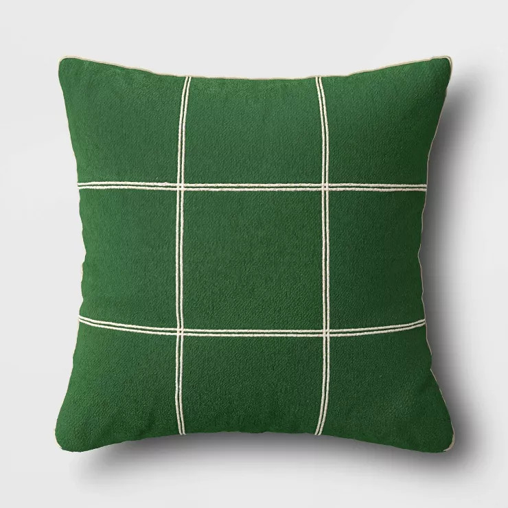 Oversized Windowpane Plaid Embroidered Boucle Square Throw Pillow - Threshold™ | Target
