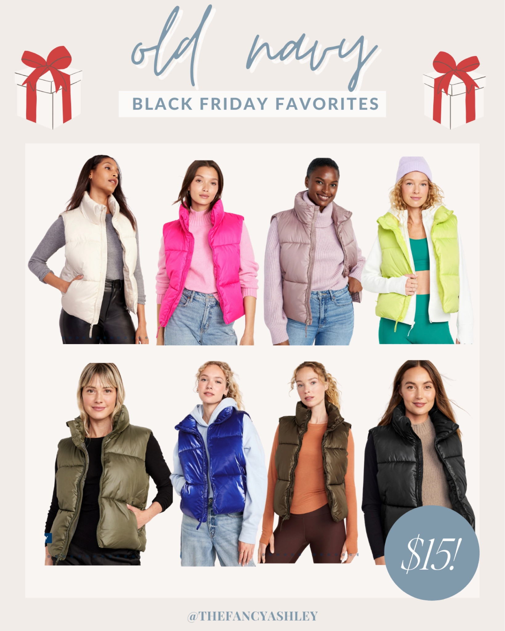 Old Navy Black Friday deal! Puffer vests are $15 today only! 

#LTKCyberWeek #LTKstyletip #LTKsalealert
