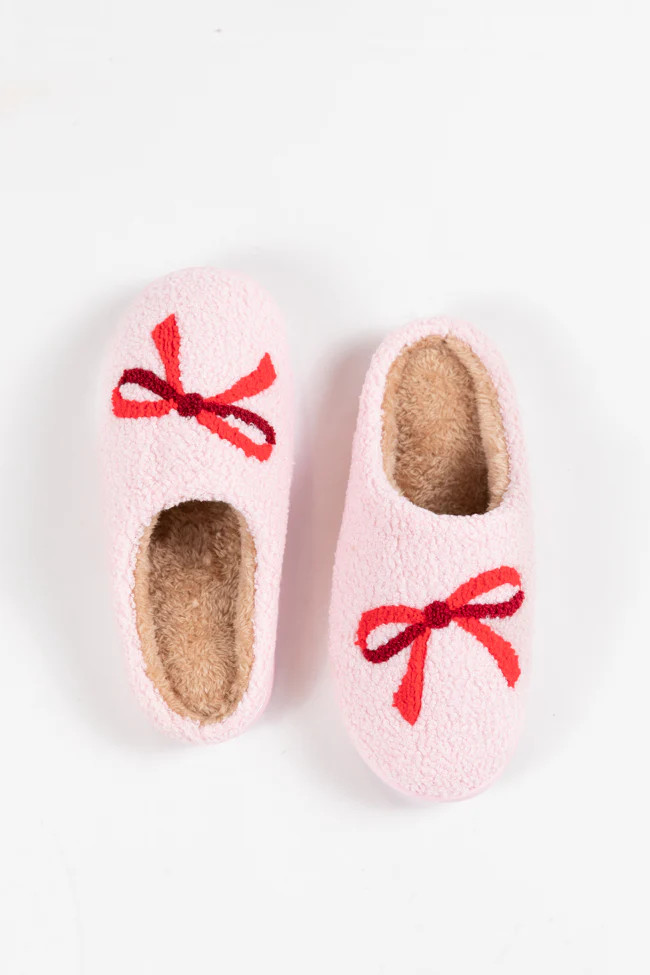 Red Bow Slippers Macy Blackwell X Pink Lily | Pink Lily