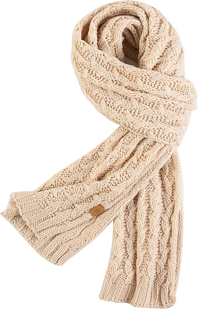 PAGE ONE Women's Ribbed Knit Scarf Winter Warm Long Big Wrap Cashmere Wool Thick Large Chunky Sca... | Amazon (US)