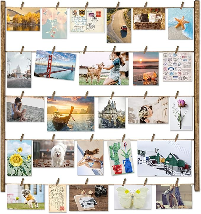 Love-KANKEI Picture Frames Collage Wall Decor 26×29 inch with 30 Clips,Wood Photo Frame with Adj... | Amazon (US)