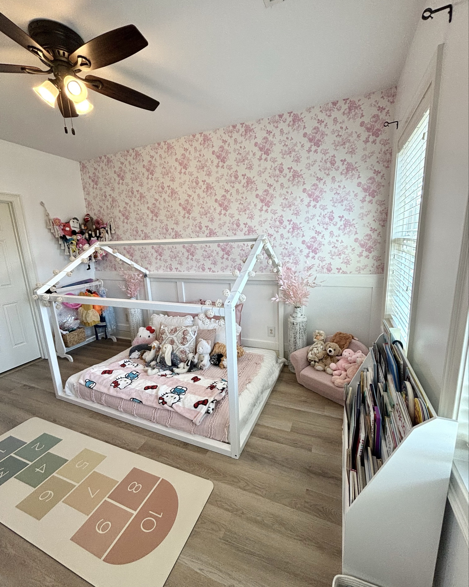 Wallpaper update for my daughters bedroom. We finally got around to getting the beautiful feminine pink accent wall from Love Shack Fancy and are not disappointed! It turned out beautiful. 
#toddler #kidsroom #girlsroom #pinkwall #floralwallpaper #playroom

#LTKKids #LTKBaby #LTKHome
