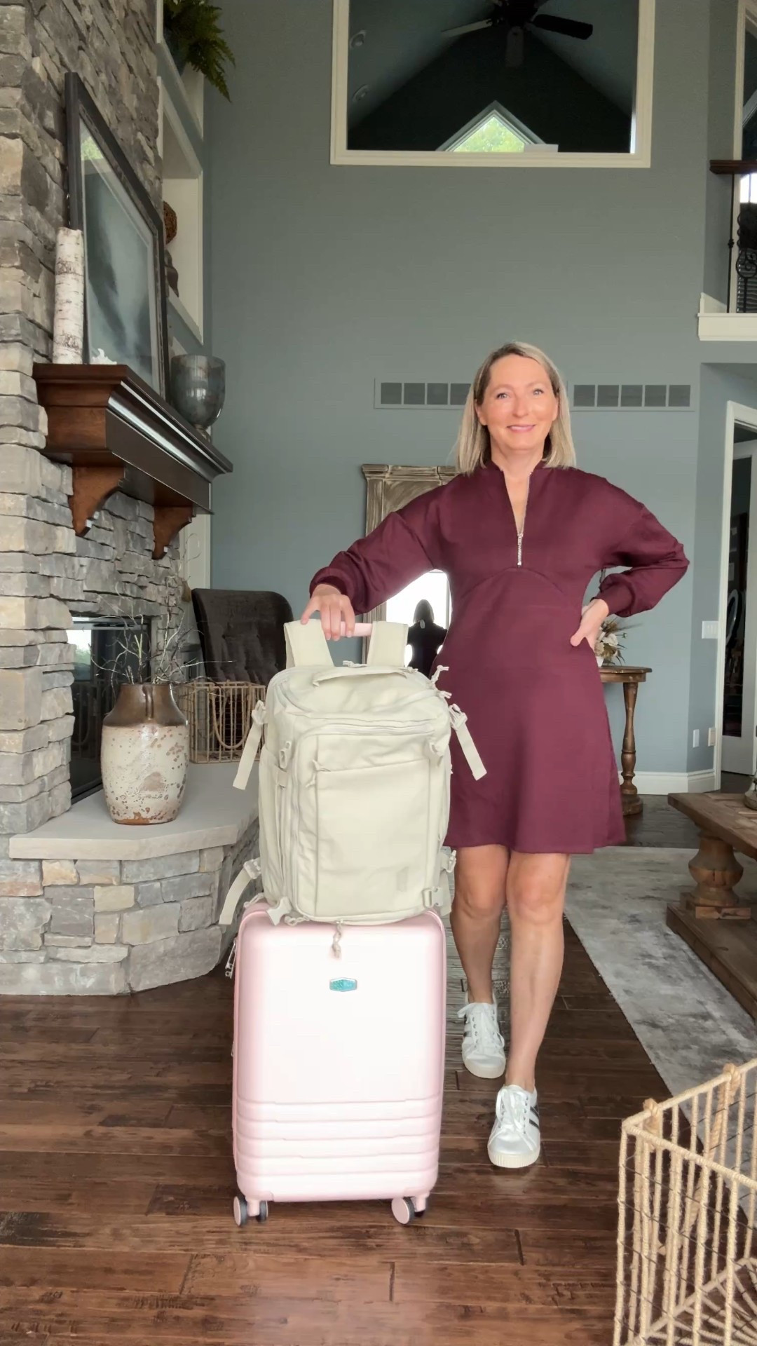 #ad  #paidlink
This personal item backpack from @bagsmart is definitely one to check out! I can’t wait to take this on my next weekend trip. You won’t believe how much this can fit! The pink carry on suitcase is perfect for fitting in the overhead bins without having to check your luggage for week long trips and together, they make the perfect travel combination for your longer trips. The hanging toiletry bag holds a lot and will save on counter space on your trip and this water sling is great for those long walks or hikes where you want your water with you but also want your hands free! 
