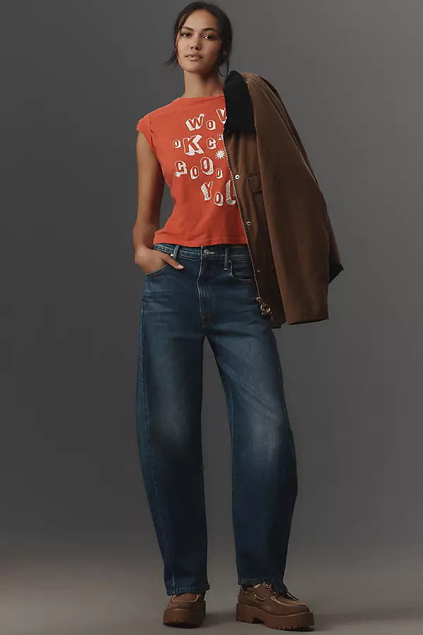 The Full Pipe Flood High-Rise Barrel Jeans | Anthropologie (US)