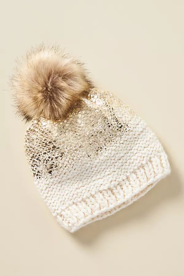 Metallic Pommed Kids Hat By The Blueberry Hill in White Size S | Anthropologie (US)