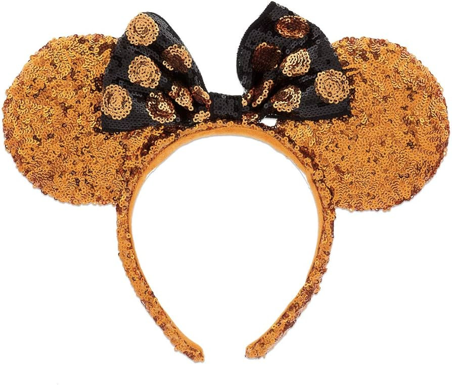 Disney Parks Mickey Minnie Mouse Orange Sequin Ears Black Bow Halloween Headband | Amazon (US)