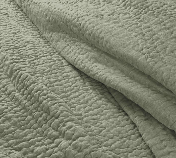 Loden Belgian Flax Linen Hand Stitched Quilt, Full/Queen | Pottery Barn (US)