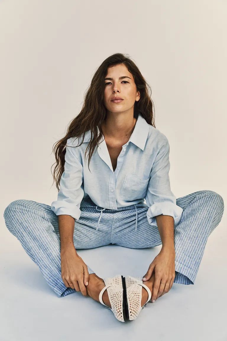 Linen-blend Shirt - Light blue - Ladies | H&M US | H&M (US + CA)