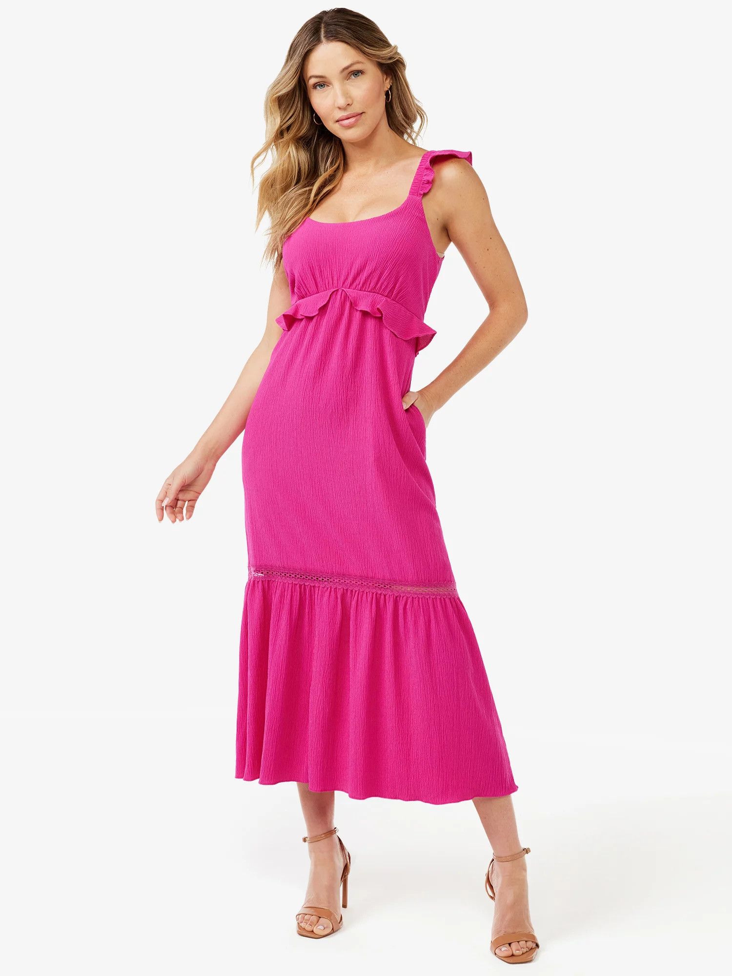 Sofia Jeans by Sofia Vergara Women’s Maxi Tank Dress with Ruffle Sleeves | Walmart (US)