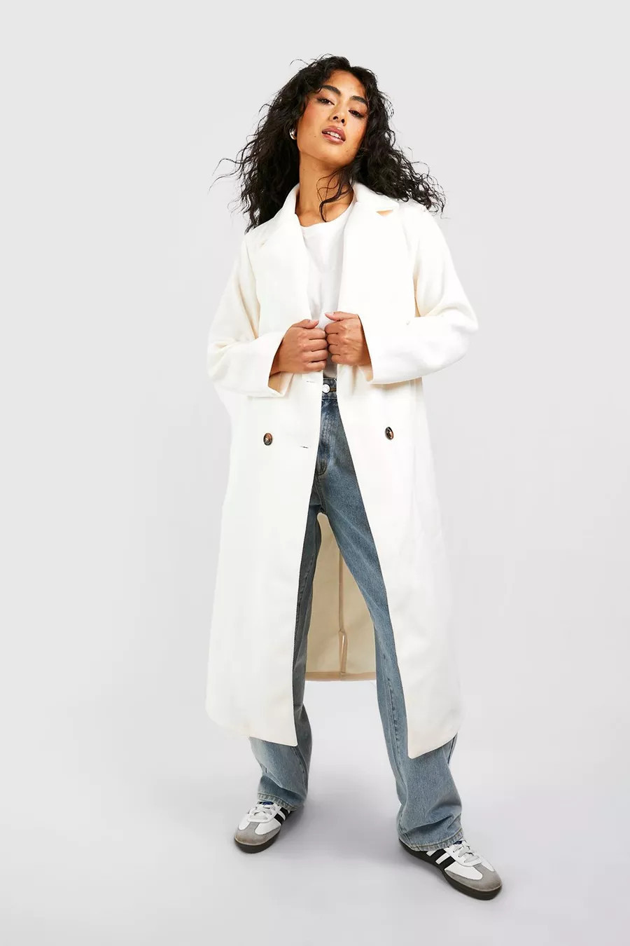 Double Breasted Longline Coat | boohoo (US & Canada)