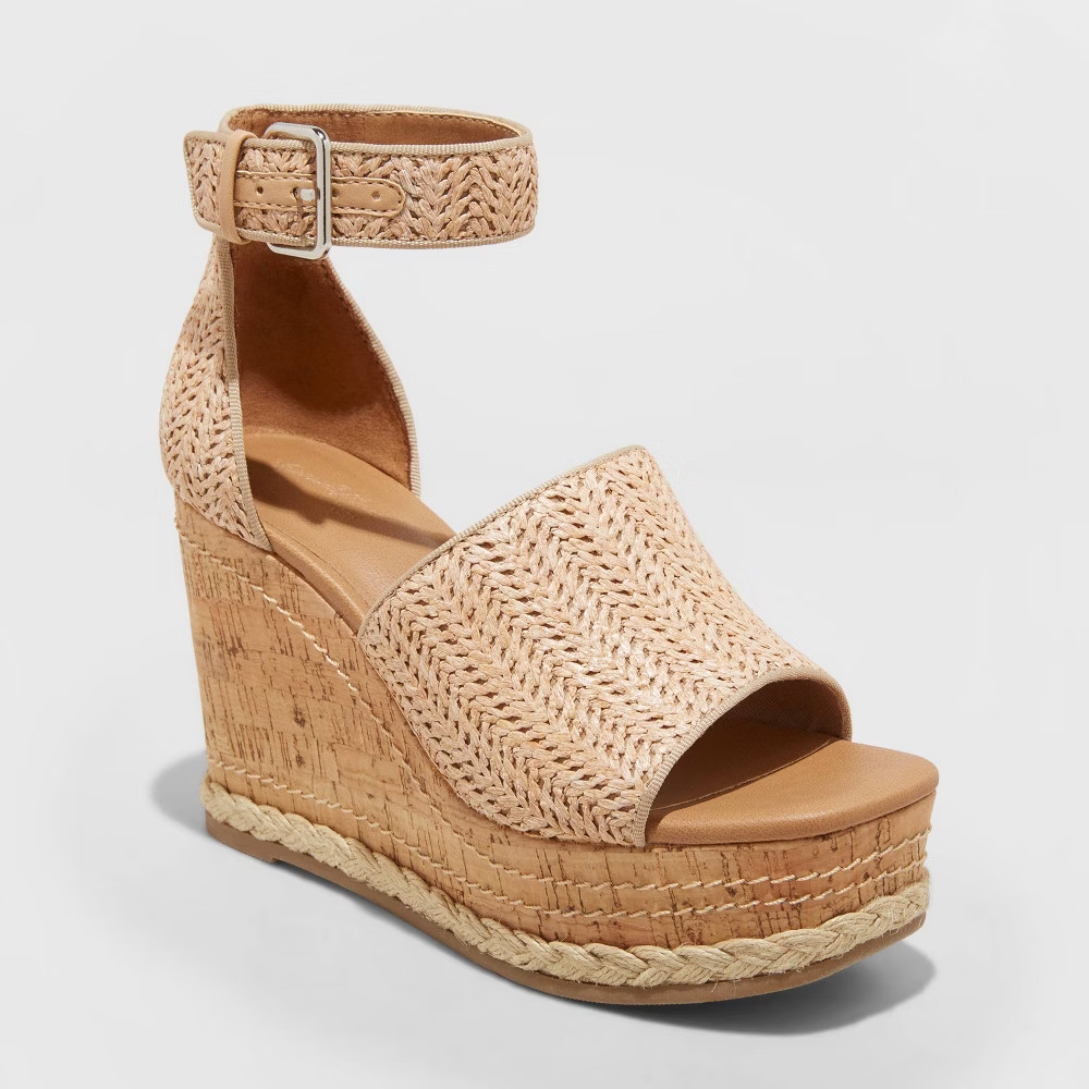 Women's Julianna Cork Wedges - Universal Thread Tan 6.5 | Target