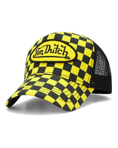 Von Dutch Monogram Trucker Cap - Retro Snapback Cap for Men and Women - Adjustable Snap Fit Panel, Mesh Rear, Curved Bill, Size One Size, Yellow | Amazon (US)