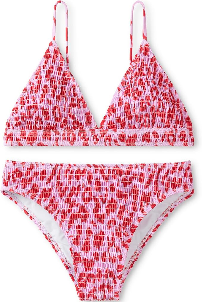 Girls' 2 Piece V Neck Bikini Set Triangle Solid Sport Swimsuit for Beach | Amazon (US)