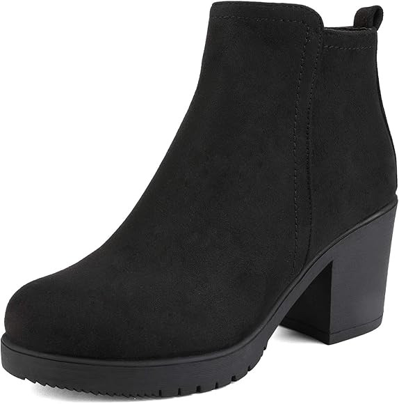 DREAM PAIRS Women's Low Heel Chunky Ankle Boots Winter Shoes | Amazon (US)
