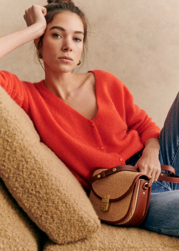 Barry Cardigan - Tangerine - Super kid mohair - Sézane | Sezane Paris
