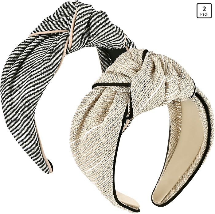 Top Knotted Headband for Women Girls, 2 Pack Non-Slip Hair Bands | Amazon (US)