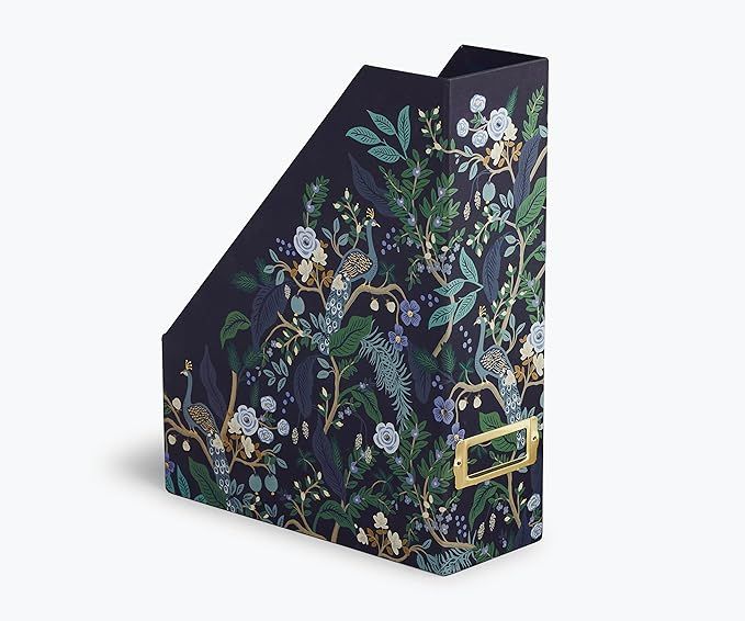 RIFLE PAPER CO. Peacock Magazine Holder - Features Full Color Illustrated Print and Metallic Gold... | Amazon (US)