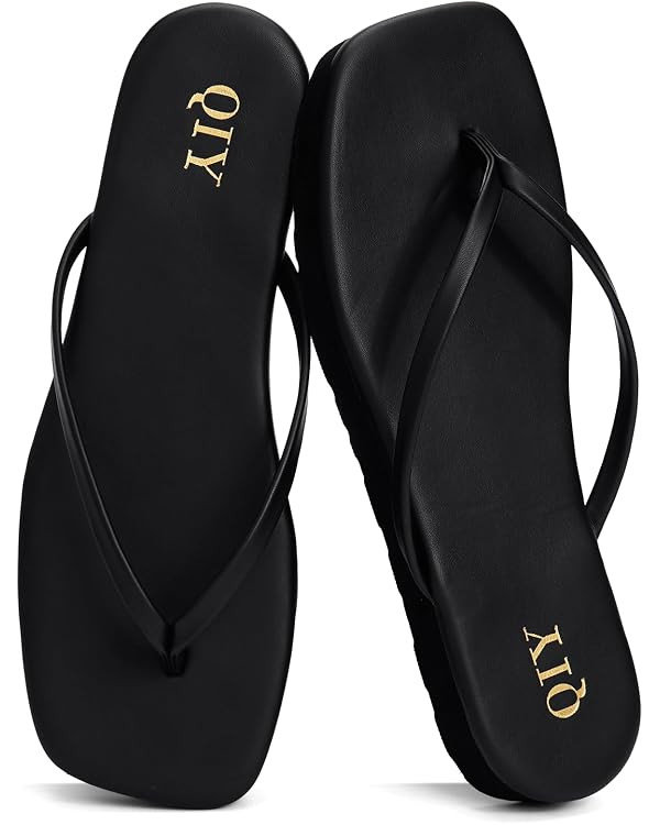 QIY Flip Flops for Women Square Toe Platform Sandals Slides | Amazon (US)