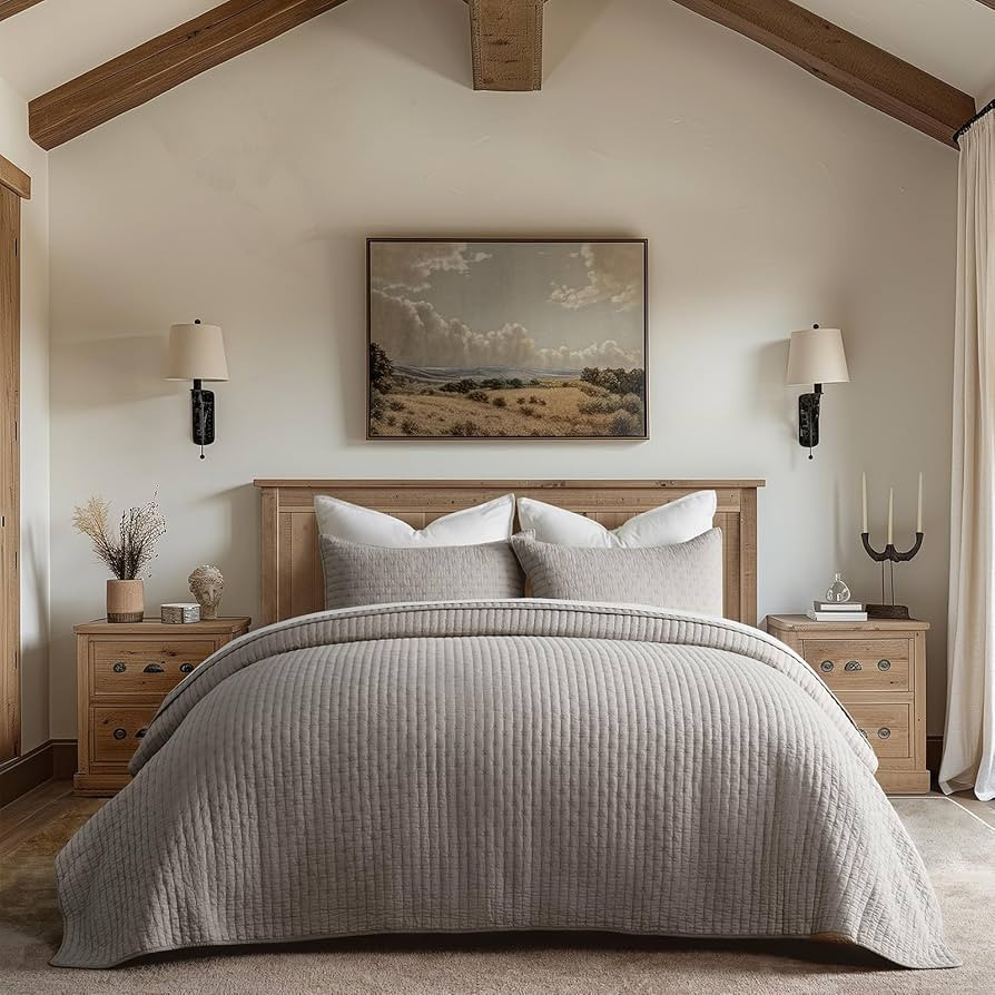 EVERGRACE x Kinsey Walsh Cross Stitch Pre-Washed Cotton Quilt Bedding Set King Size, Oversized 3 ... | Amazon (US)