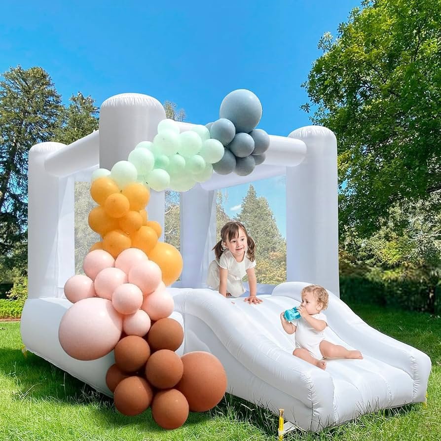 White Bounce House for Kids 2-8 Indoor Outdoor Toddlers Oxford Bouncy Castle with Slide & Blower,... | Amazon (US)