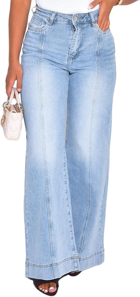 FairBeauty Women's Straight Leg High Waist Baggy Denim Jeans Loose Boyfriend Casual Stretchy Jean... | Amazon (US)