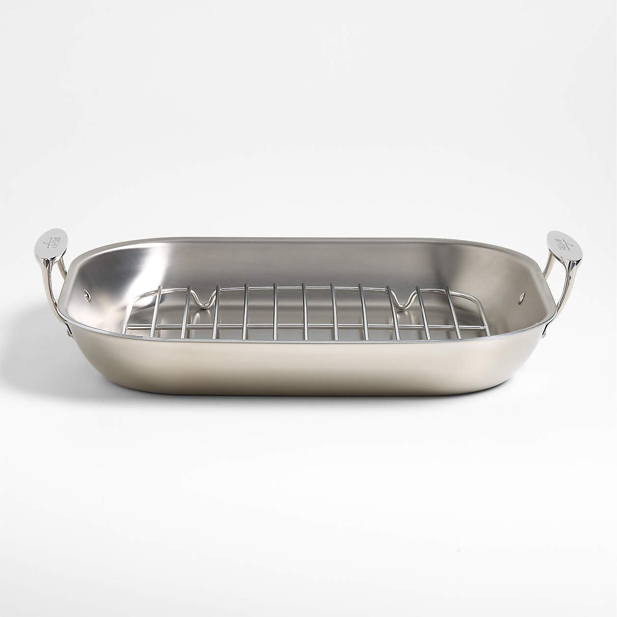 All-Clad D3 Curated Large 18.5" Flared Roasting Pan with Rack + Reviews | Crate & Barrel | Crate & Barrel