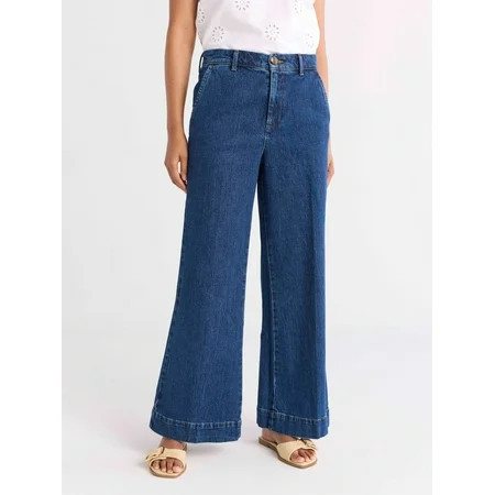 Free Assembly s Women s Wide Leg Trouser Jeans 28 30 and 32 Inseams Sizes 0-18 | Walmart (US)