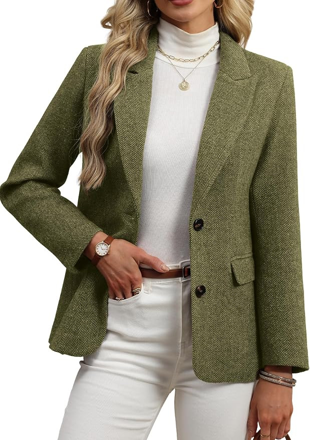 ELLEVEN Wool Blend Tweed Herringbone Blazers for Women | Amazon (US)