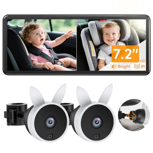 Babyvue BV3PRO 7.2" Dual Car Camera Baby Monitor, 1080P HD Split Screen, IR Night Vision, Double Car Camera for 2 Baby, Easy Setup for Carseat, Perfect for Family Travel, Pet Friendly | Amazon (US)