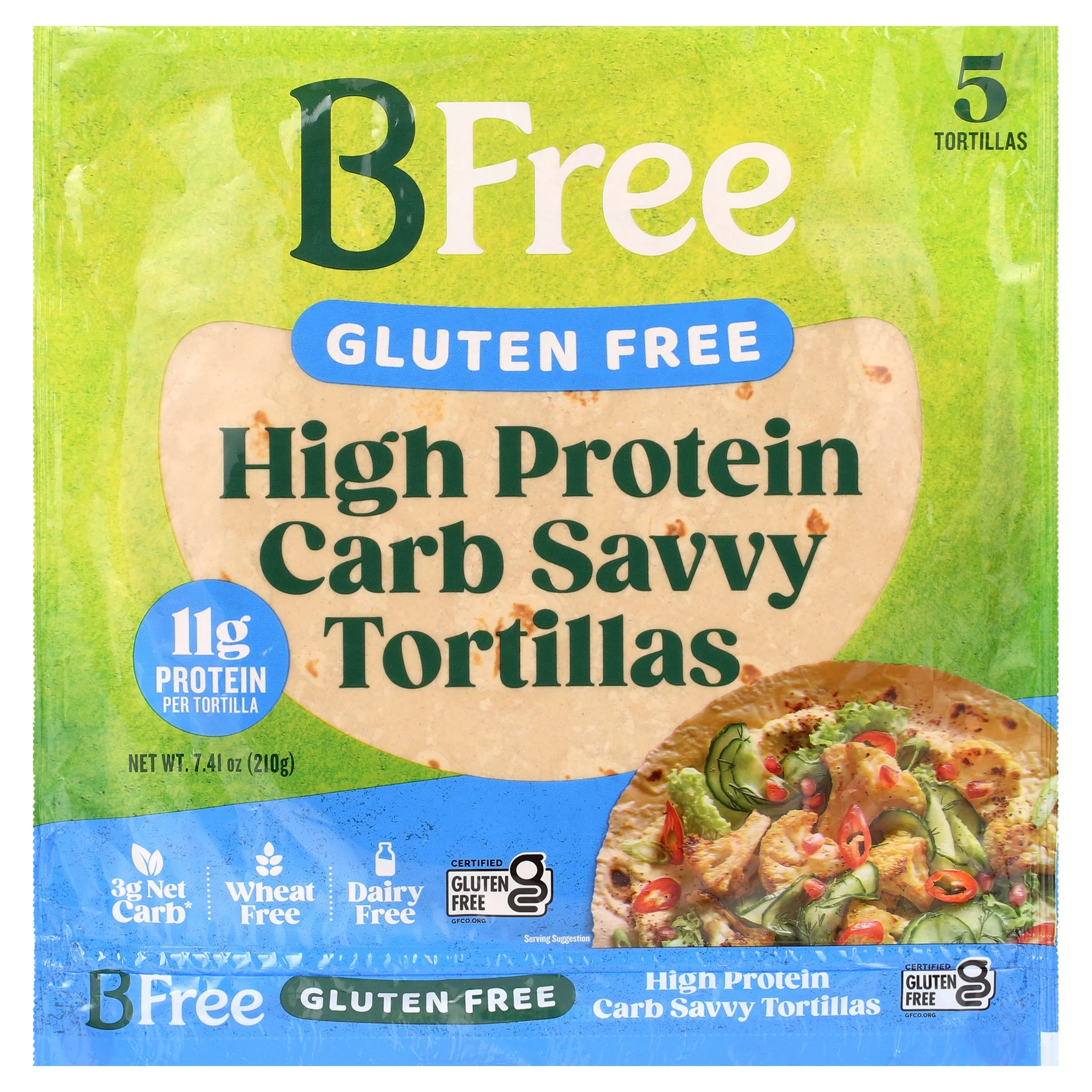 BFree Foods, Gluten Free Keto High Protein Carb Friendly Tortilla Wraps, 7.4oz, 5 Count | Walmart (US)