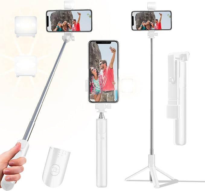 Selfie Stick Tripod, 40 in Retractable Phone Tripod with Wireless Remote Control & Light, Portabl... | Amazon (US)