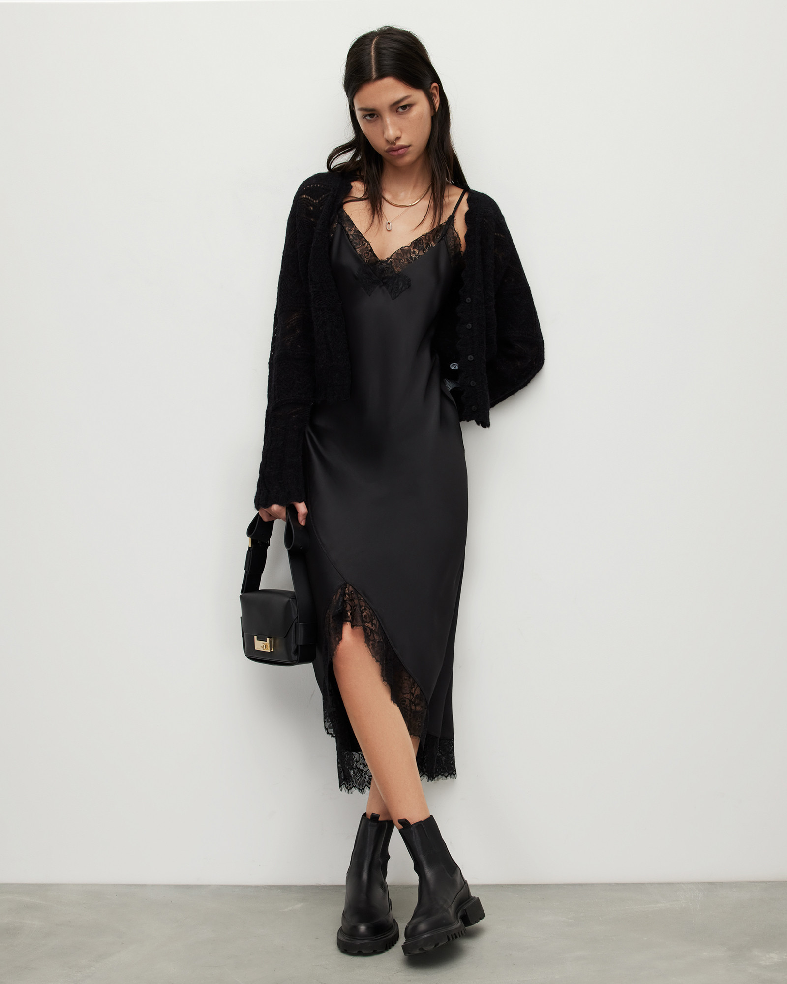 Praia Lace Trim Midi Slip Dress | AllSaints UK