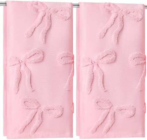 2 Pcs Pink Hand Towels for Bathroom Coquette Bow Hand Towels 100% Cotton Absorbent Decorative Jac... | Amazon (US)