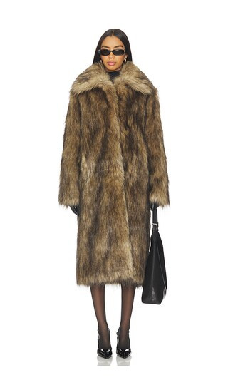 superdown x Emma Leger Carmela Faux Fur Coat in Brown. - size S | Revolve Clothing (Global)